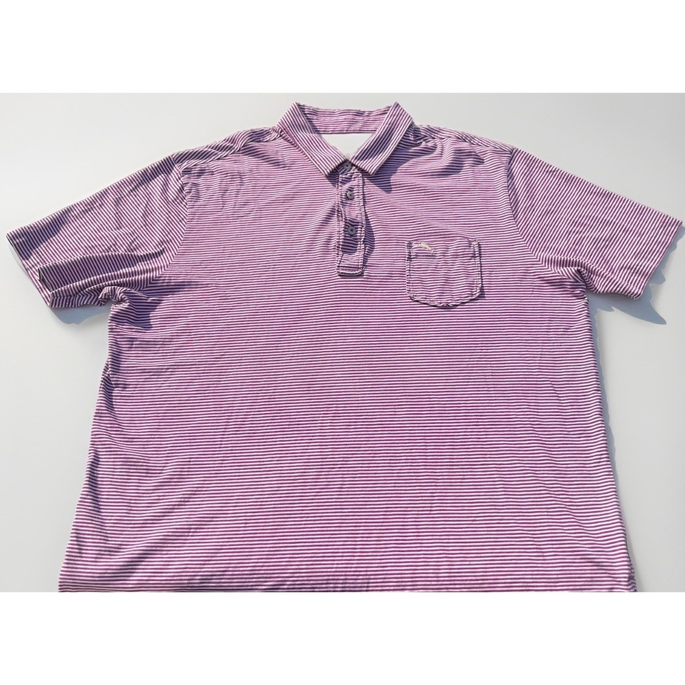 Mens Tommy Bahama Relax Golf Polo Shirt Size XL Beach Purple Striped‎ Logo